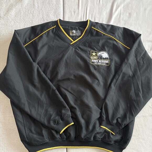 Army Army Reserve Mens Windbreaker Jacket XL Pullover Black Yellow V Neck - Picture 2 of 4